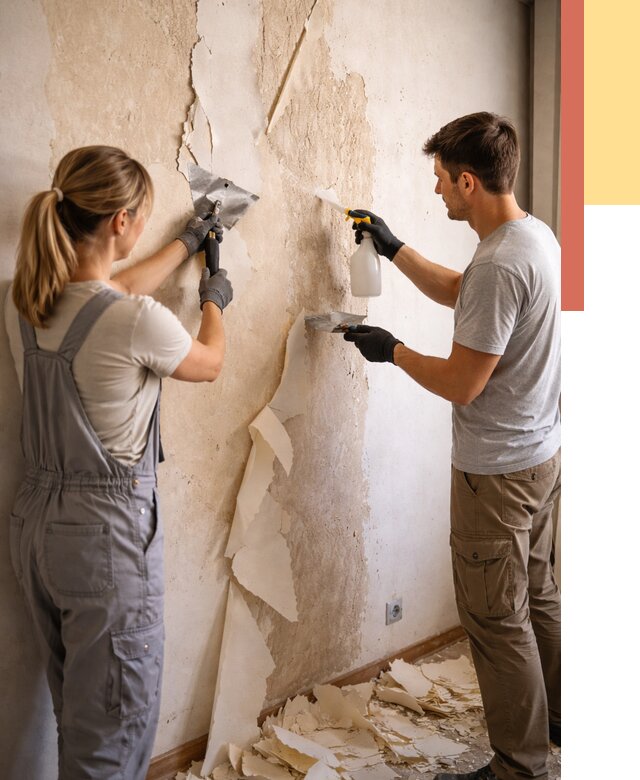 Снятие старых обоев в Протвино от 5342 руб. под ключ недорого | ОТДЕЛОЧНИК-Прн