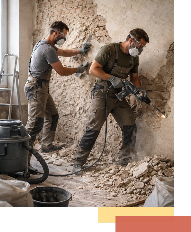 Демонтаж штукатурки со стен в Протвино быстро и аккуратно