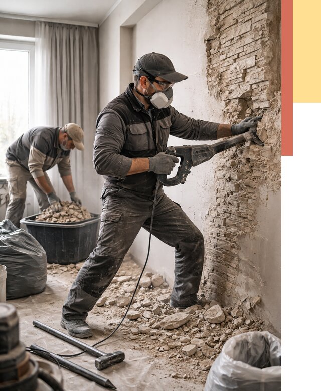 Демонтаж декоративного камня в Протвино от 1475 руб/м² — быстро и недорого | ОТДЕЛОЧНИК-Прн