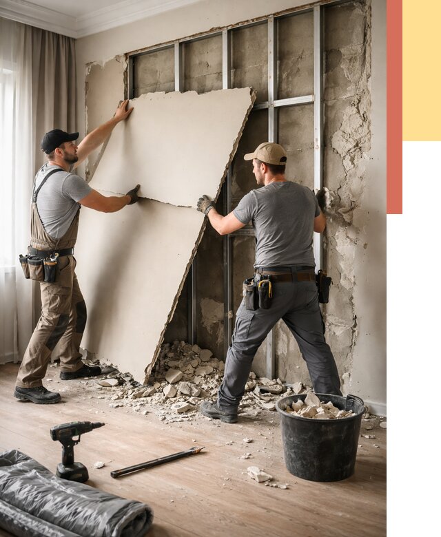 Демонтаж гипсокартона со стен в Протвино от 356 руб. — услуги демонтажа | ОТДЕЛОЧНИК-Прн