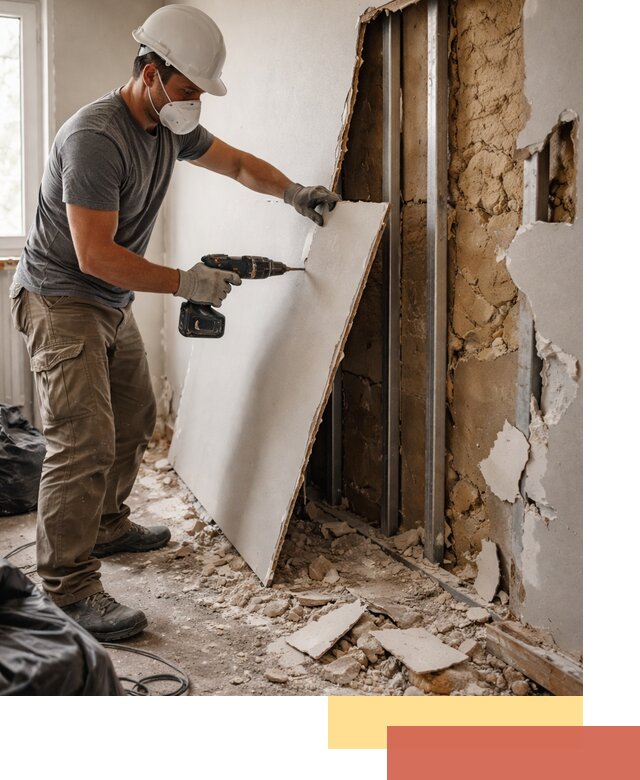 Демонтаж гипсокартона со стен в Протвино качественно и быстро