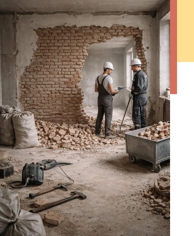 Демонтаж кирпичных стен в Протвино от 4274 руб. — быстро, недорого, под ключ | ОТДЕЛОЧНИК-Прн