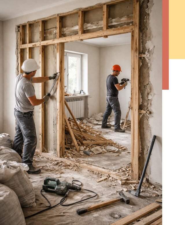 Демонтаж деревянных перегородок в Протвино от 3256 руб. — быстро и недорого | ОТДЕЛОЧНИК-Прн