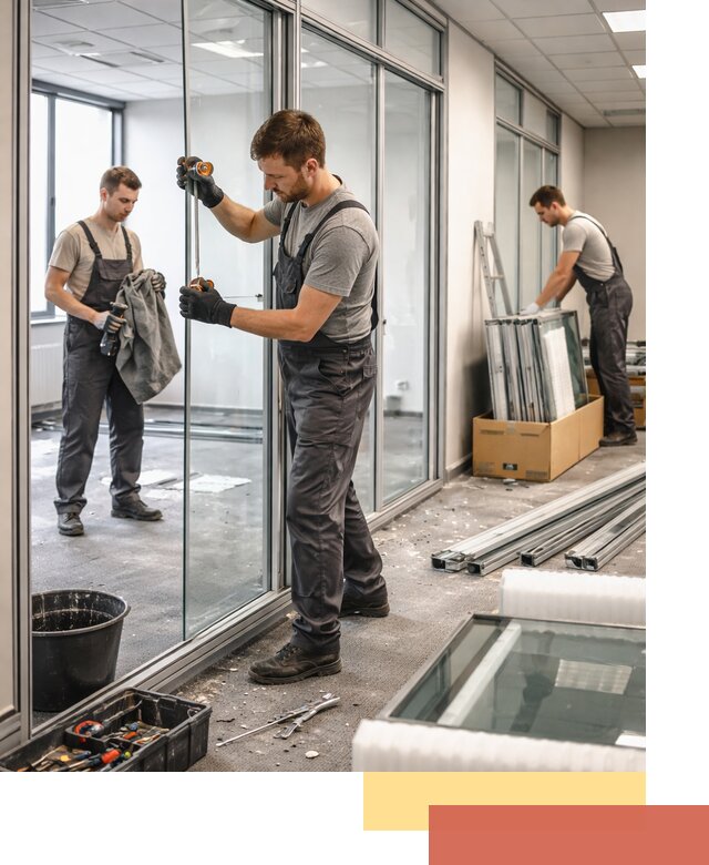 Демонтаж стеклянных перегородок в Протвино быстро и безопасно