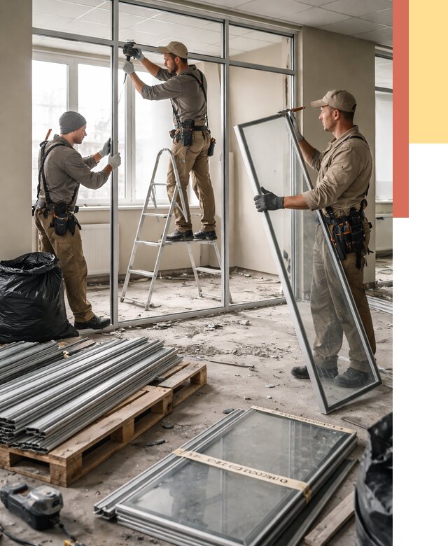 Демонтаж алюминиевых перегородок в Протвино от 4274 руб. — быстро и недорого | ОТДЕЛОЧНИК-Прн