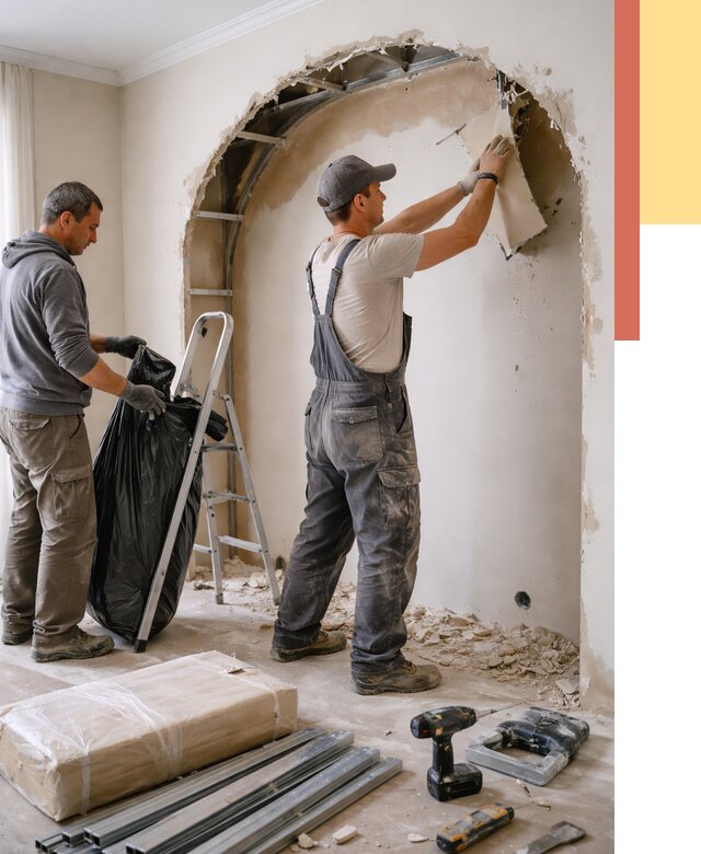 Демонтаж арки из гипсокартона в Протвино от 3561 руб. — услуги под ключ | ОТДЕЛОЧНИК-Прн