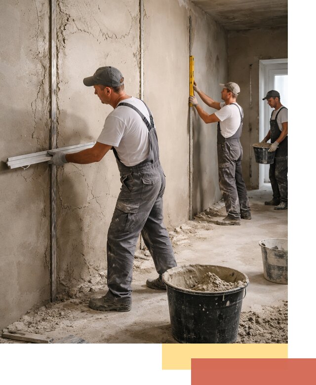 Штукатурка стен по маякам в Протвино — точная и ровная поверхность