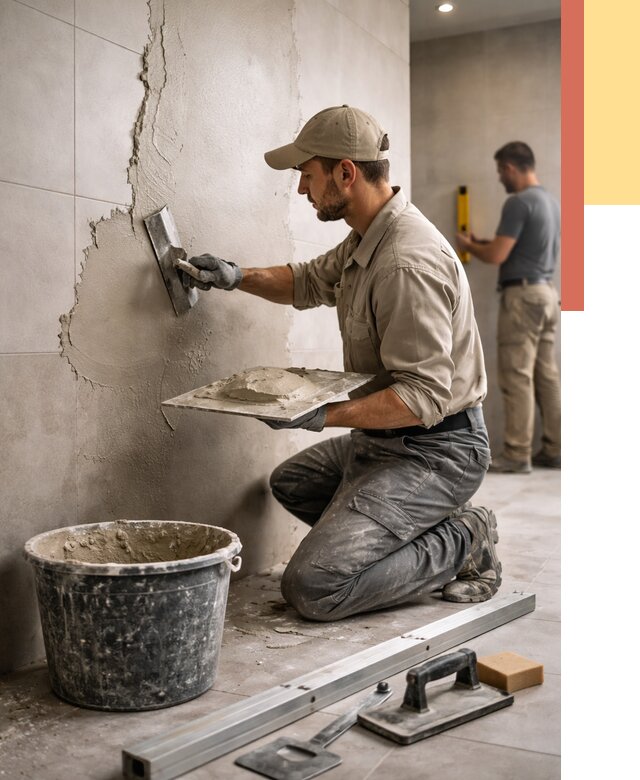 Штукатурка стен в ванной в Протвино от 4579 руб./м² — выравнивание под ключ | ОТДЕЛОЧНИК-Прн