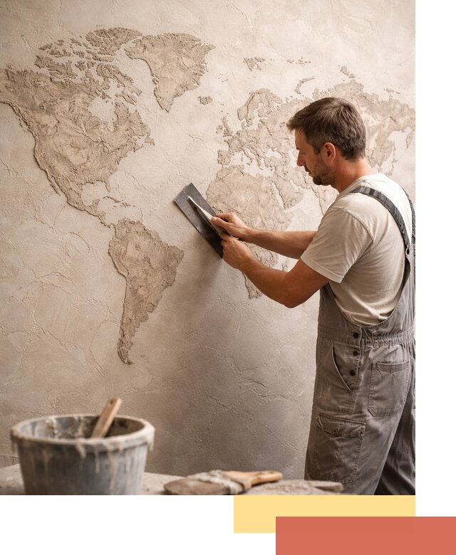 Декоративная штукатурка «Карта мира» под ключ в Протвино