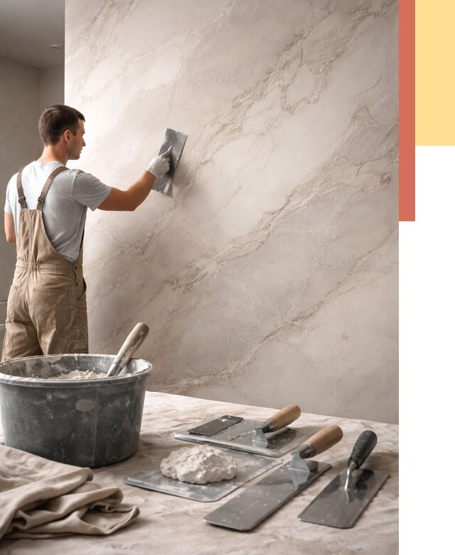 Декоративная штукатурка под мрамор в Протвино от 2849 руб./м² — быстро и недорого | ОТДЕЛОЧНИК-Прн