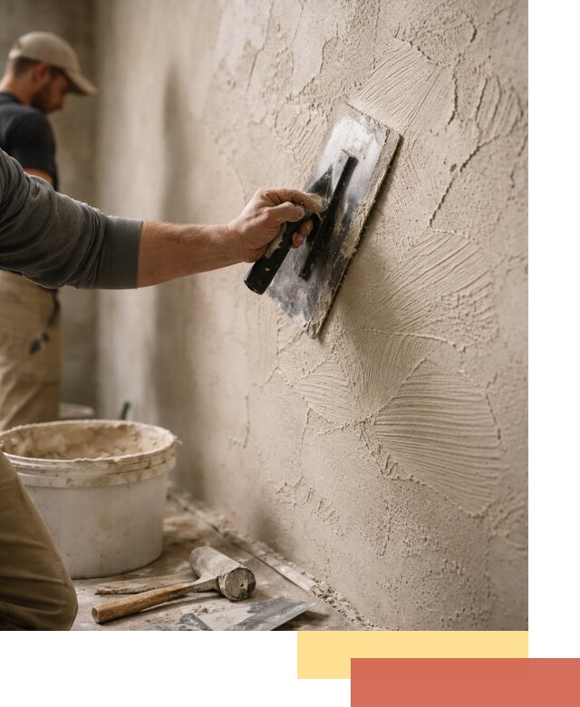 Фактурная штукатурка стен в Протвино — монтаж, отделка, реставрация