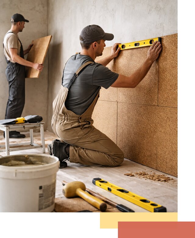 Монтаж пробковых панелей на стены в Протвино быстро и качественно