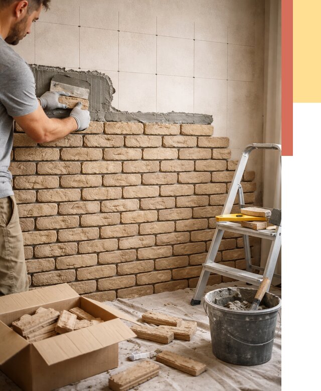 Монтаж декоративного кирпича в Протвино от 3256 руб./м² — быстро и недорого | ОТДЕЛОЧНИК-Прн