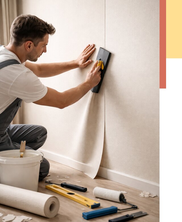 Поклейка виниловых обоев в Протвино от 4579 руб. | Быстро и недорого — ОТДЕЛОЧНИК-Прн