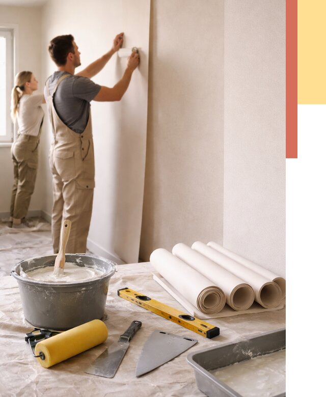 Поклейка бумажных обоев в Протвино от 5596 руб./м2 — быстро и недорого | ОТДЕЛОЧНИК-Прн