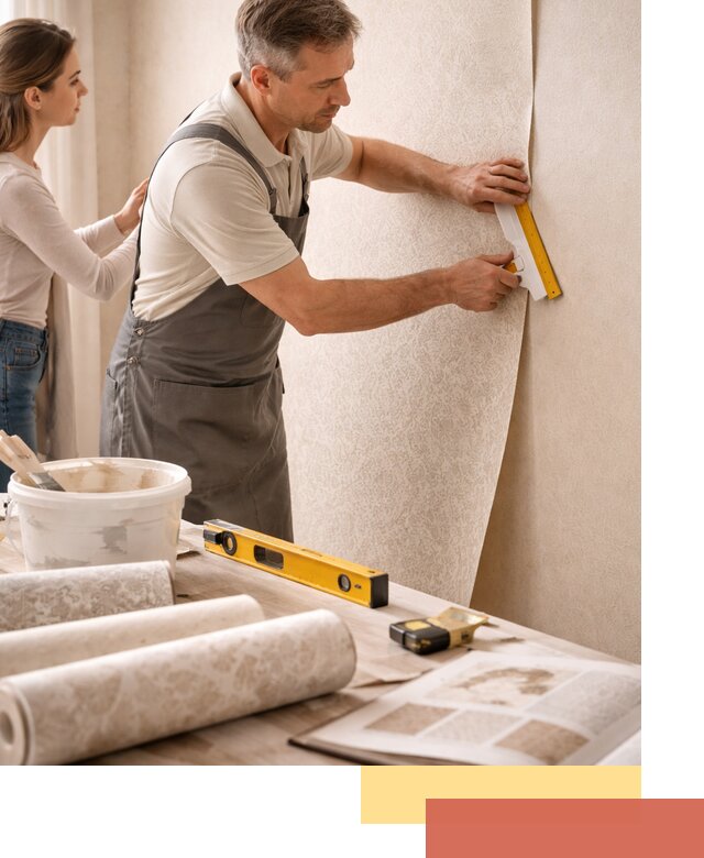 Поклейка обоев с подбором рисунка в Протвино