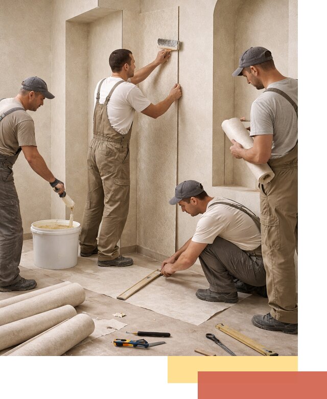 Поклейка обоев на сложные стены и неровные поверхности в Протвино