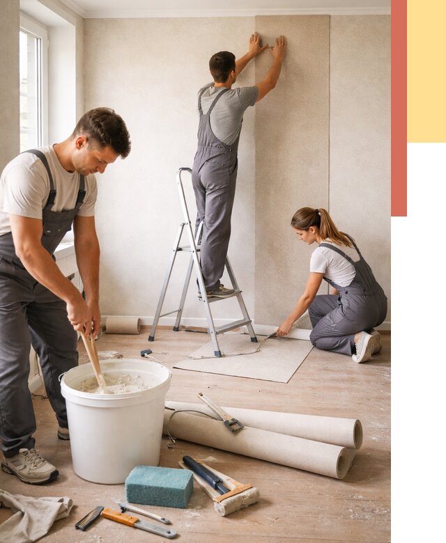 Оклейка стен обоями в Протвино от 3561 руб/м2 — быстро и недорого | ОТДЕЛОЧНИК-Прн