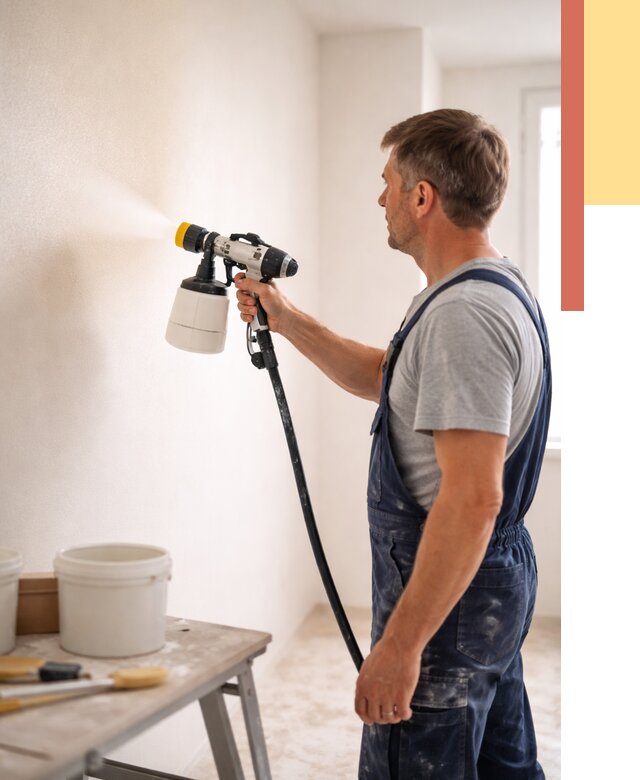 Покраска стен краскопультом в Протвино от 7631 руб. — механизированная покраска | ОТДЕЛОЧНИК-Прн