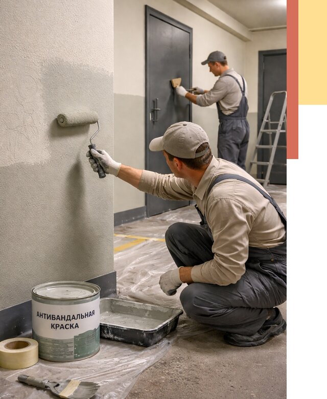 Покраска стен антивандальной краской в Протвино от 4579 руб./м² под ключ | ОТДЕЛОЧНИК-Прн