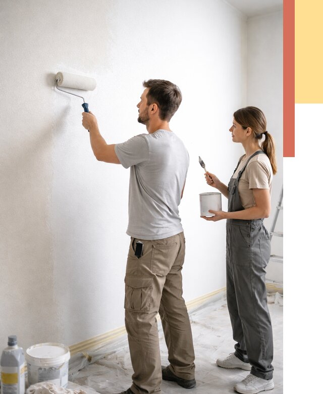 Окраска стен по стеклохолсту в Протвино от 4579 руб/м² под ключ | ОТДЕЛОЧНИК-Прн