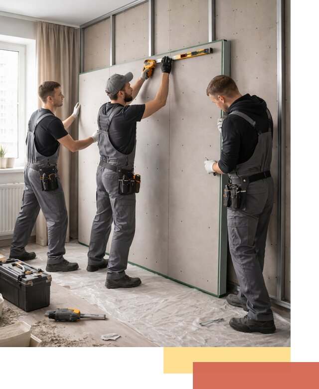 Шумоизоляция стен панелями ЗИПС в Протвино для жилых и коммерческих помещений