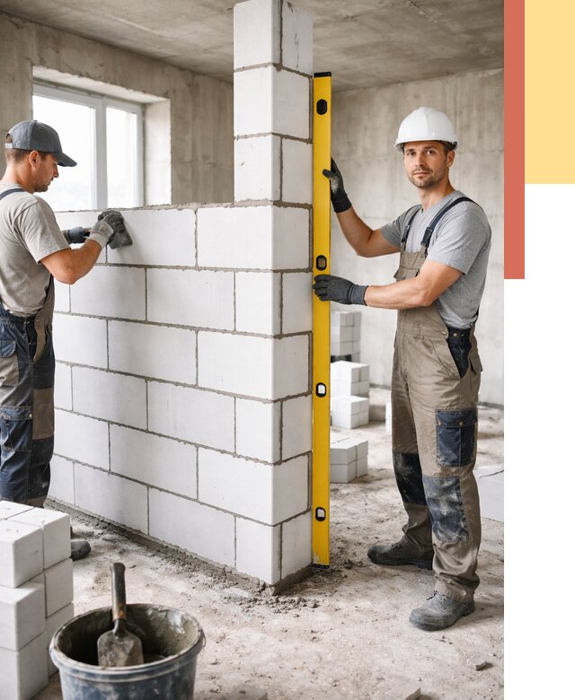 Кладка перегородок из пеноблока в Протвино от 1832 руб. под ключ | ОТДЕЛОЧНИК-Прн