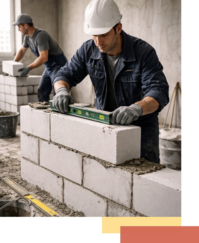 Кладка перегородок из пеноблока под ключ в Протвино