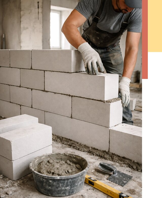 Кладка перегородок из силикатного блока в Протвино от 4070 руб. под ключ | ОТДЕЛОЧНИК-Прн