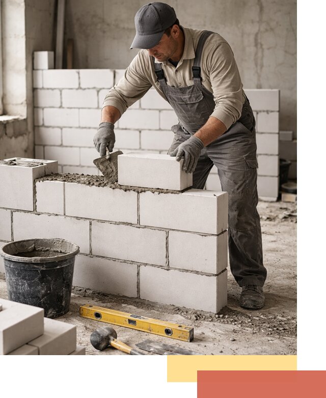 Кладка перегородок из силикатного блока в Протвино