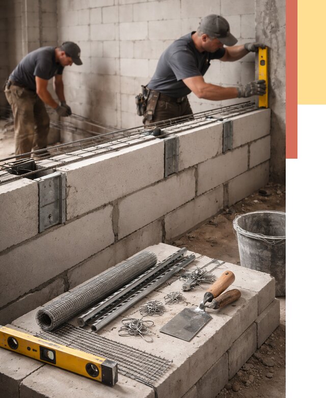 Армирование кладки перегородок в Протвино от 763 руб. под ключ | ОТДЕЛОЧНИК-Прн
