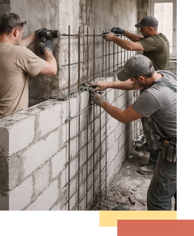 Армирование кладки перегородок в Протвино профессионально и надёжно