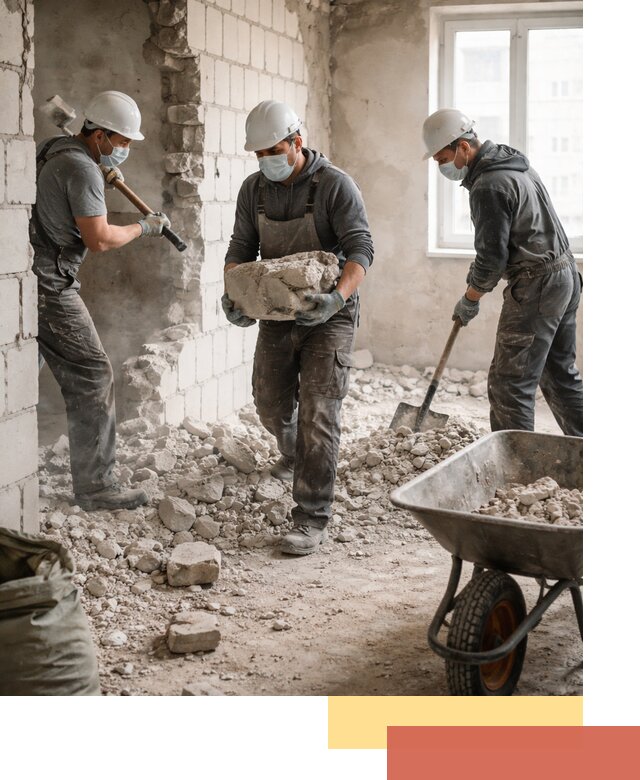 Демонтаж блочных перегородок в Протвино быстро и аккуратно