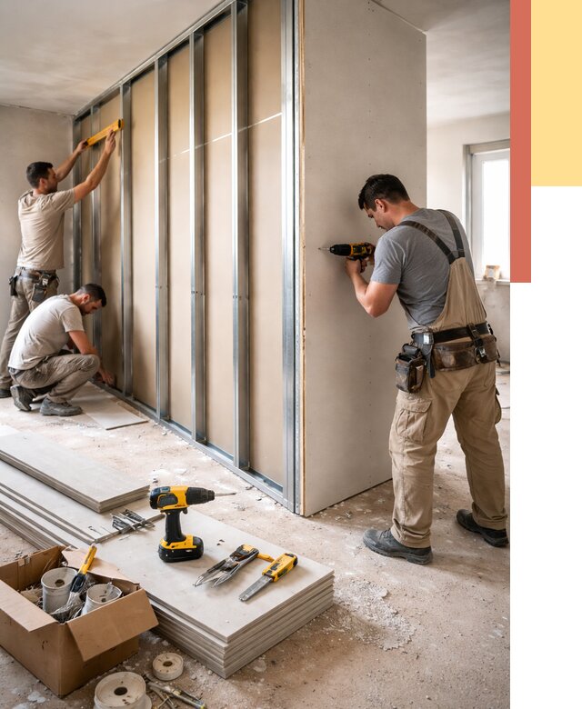 Монтаж однослойной перегородки из гипсокартона в Протвино от 661 руб. | ОТДЕЛОЧНИК-Прн