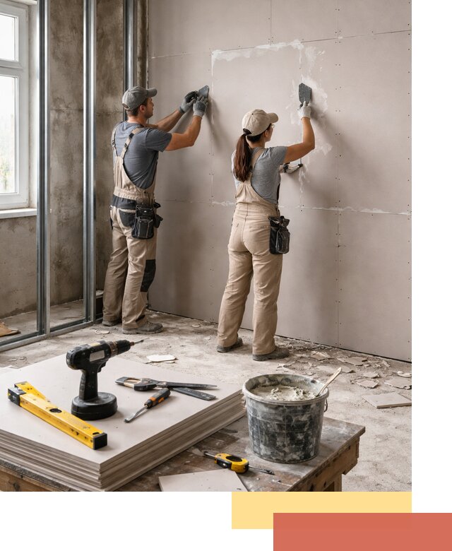 Монтаж двухслойной перегородки из гипсокартона в Протвино