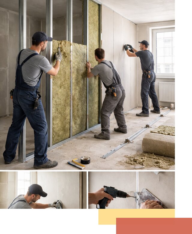 Перегородка из гипсокартона с шумоизоляцией в Протвино — монтаж под ключ