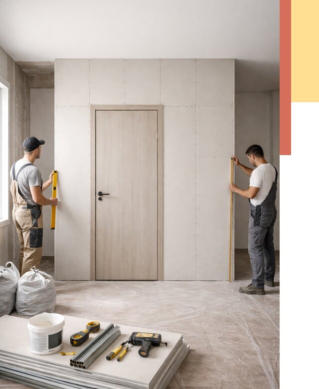 Перегородка из гипсокартона с дверью в Протвино от 4579 руб. под ключ | ОТДЕЛОЧНИК-Прн