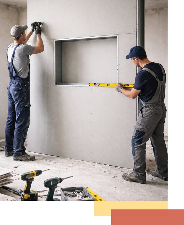 Перегородка из гипсокартона с нишей под декор в Протвино