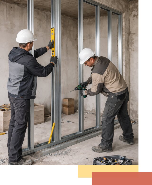 Монтаж каркаса перегородки из профиля в Протвино