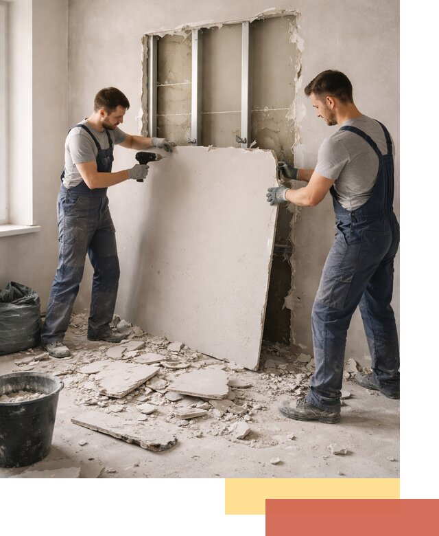 Демонтаж перегородки из гипсокартона в Протвино быстрый и аккуратный