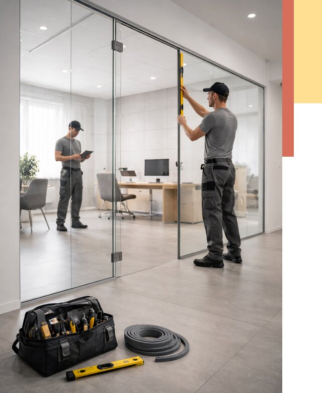 Цельностеклянные перегородки под ключ в Протвино от 9666 руб. — монтаж и цены | ОТДЕЛОЧНИК-Прн