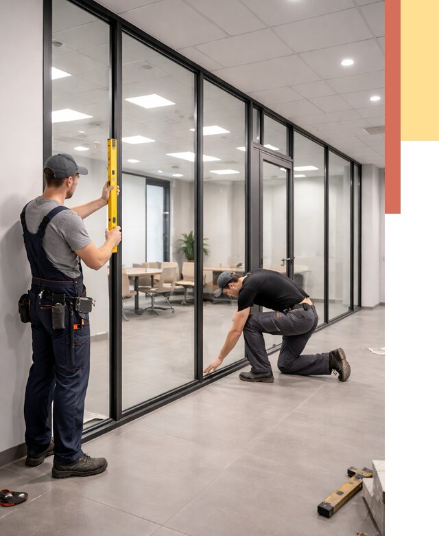 Каркасные стеклянные перегородки в Протвино под ключ от 9361 руб. | ОТДЕЛОЧНИК-Прн