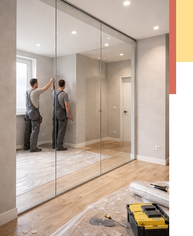 Безрамные стеклянные перегородки в Протвино — монтаж от 9666 руб. | ОТДЕЛОЧНИК-Прн