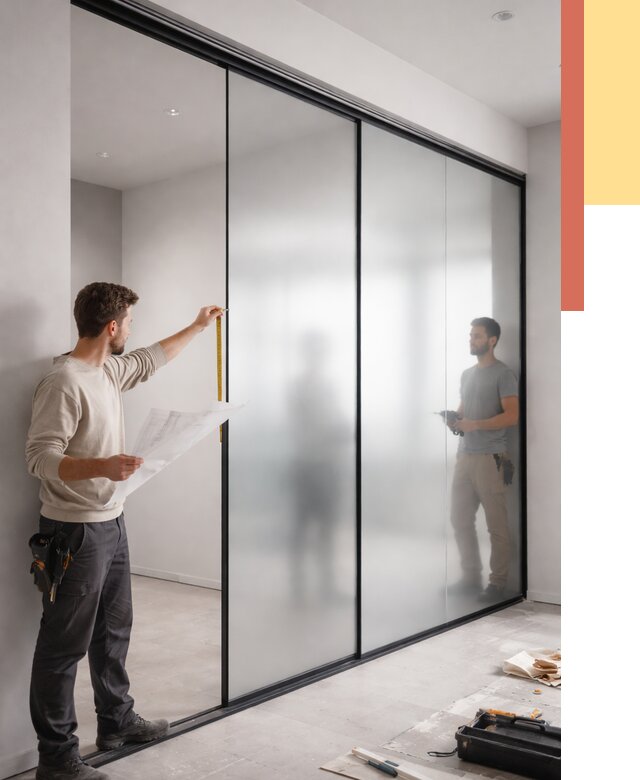 Матовые стеклянные перегородки в Протвино от 8649 руб. — монтаж и установка | ОТДЕЛОЧНИК-Прн