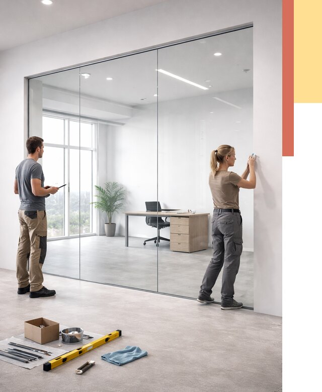 Перегородки из закаленного стекла в Протвино от 9666 руб. под ключ | ОТДЕЛОЧНИК-Прн