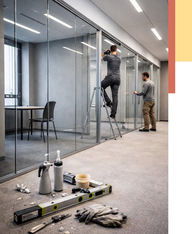 Стеклянные офисные перегородки в Протвино от 8649 руб. — монтаж и установка | ОТДЕЛОЧНИК-Прн