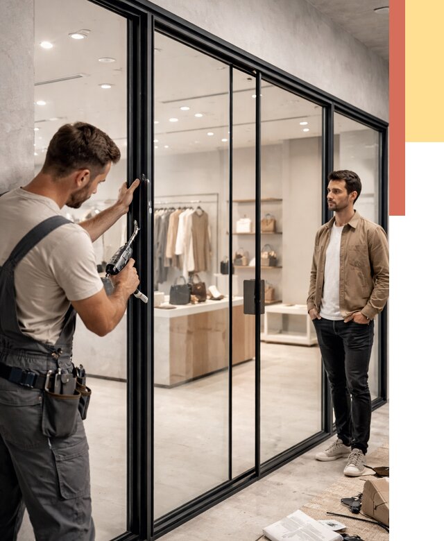 Стеклянные перегородки для магазинов в Протвино от 8344 руб. под ключ | ОТДЕЛОЧНИК-Прн