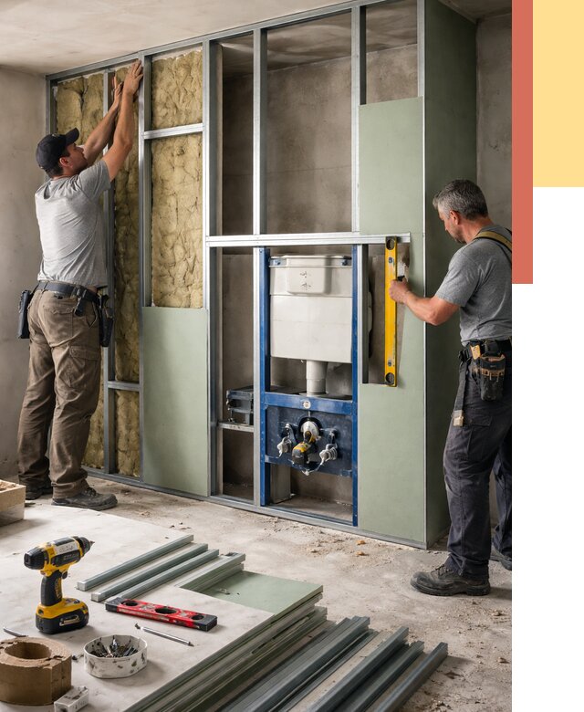 Установка сантехнических перегородок в Протвино от 8649 руб. | ОТДЕЛОЧНИК-Прн