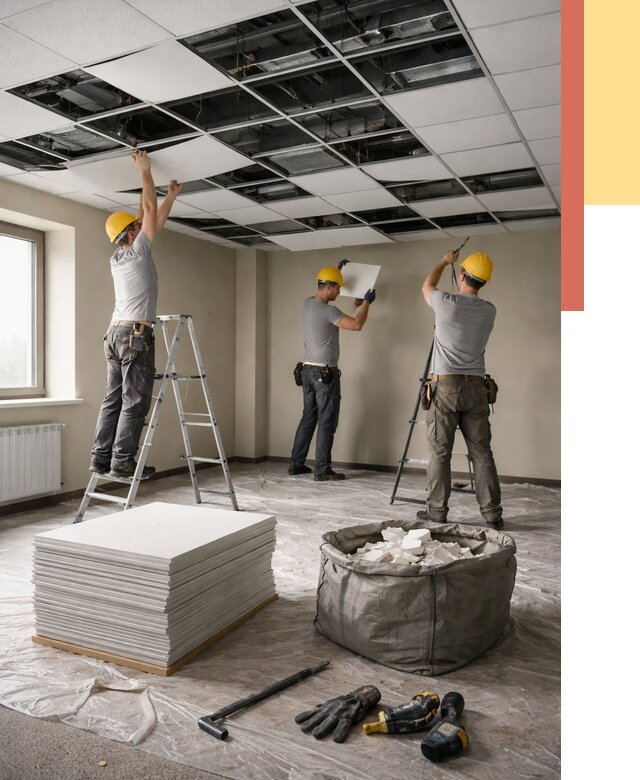 Демонтаж потолка Армстронг в Протвино от 4579 руб. быстро и недорого | ОТДЕЛОЧНИК-Прн