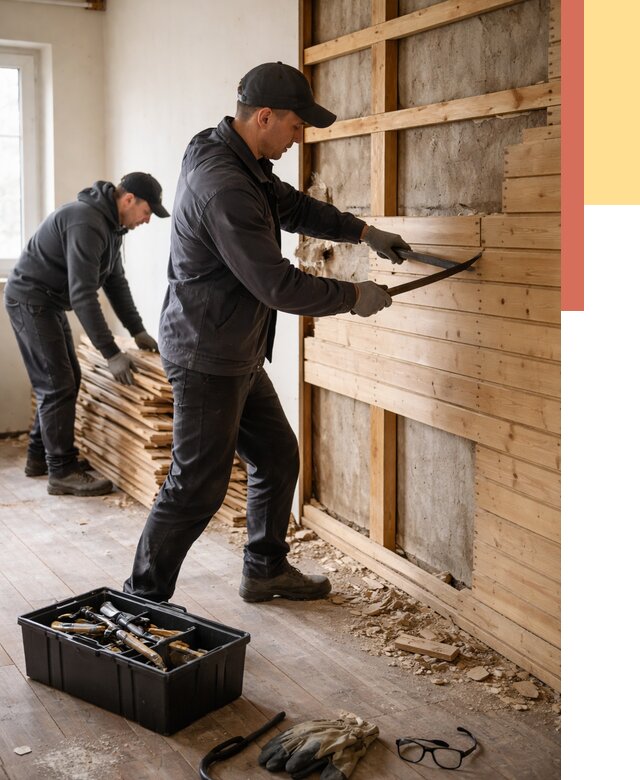 Демонтаж вагонки в Протвино от 3867 руб/м2 — быстро и недорого | ОТДЕЛОЧНИК-Прн